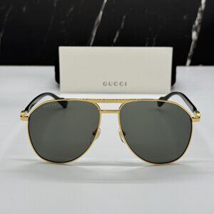 NEW GUCCI BLACK GOLD UNISEX SUNGLASSES GUCCI GG1220S 001